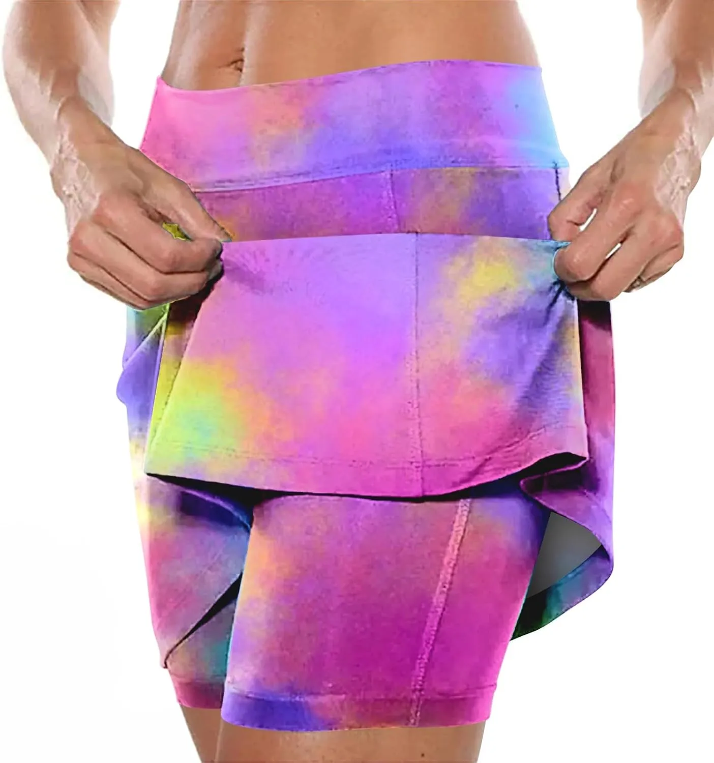 Plus Size Skorts for Curvy Women Summer Tummy Control Athletic Short High Waist Loose Casual Outfits with Pockets