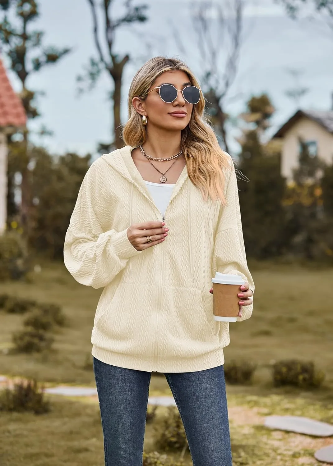 Plustrong Womens Zip Up Hoodies Long Sleeve Casual Oversized Sweatshirts Jackets with Pockets