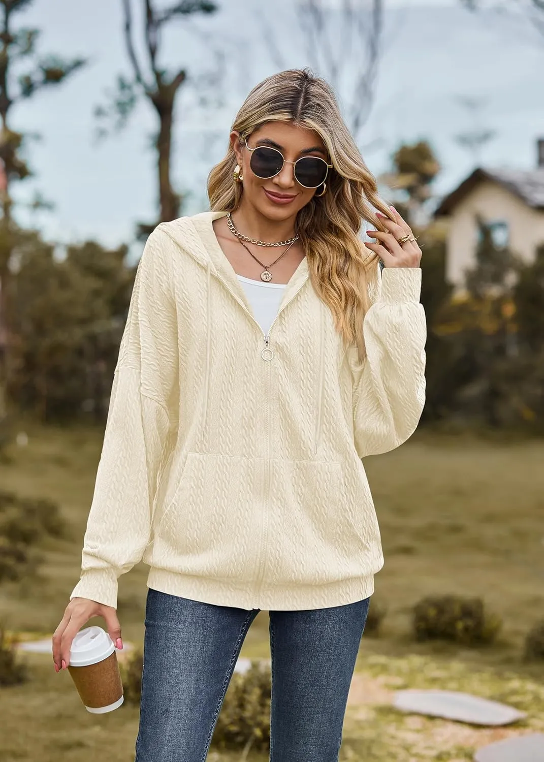 Plustrong Womens Zip Up Hoodies Long Sleeve Casual Oversized Sweatshirts Jackets with Pockets