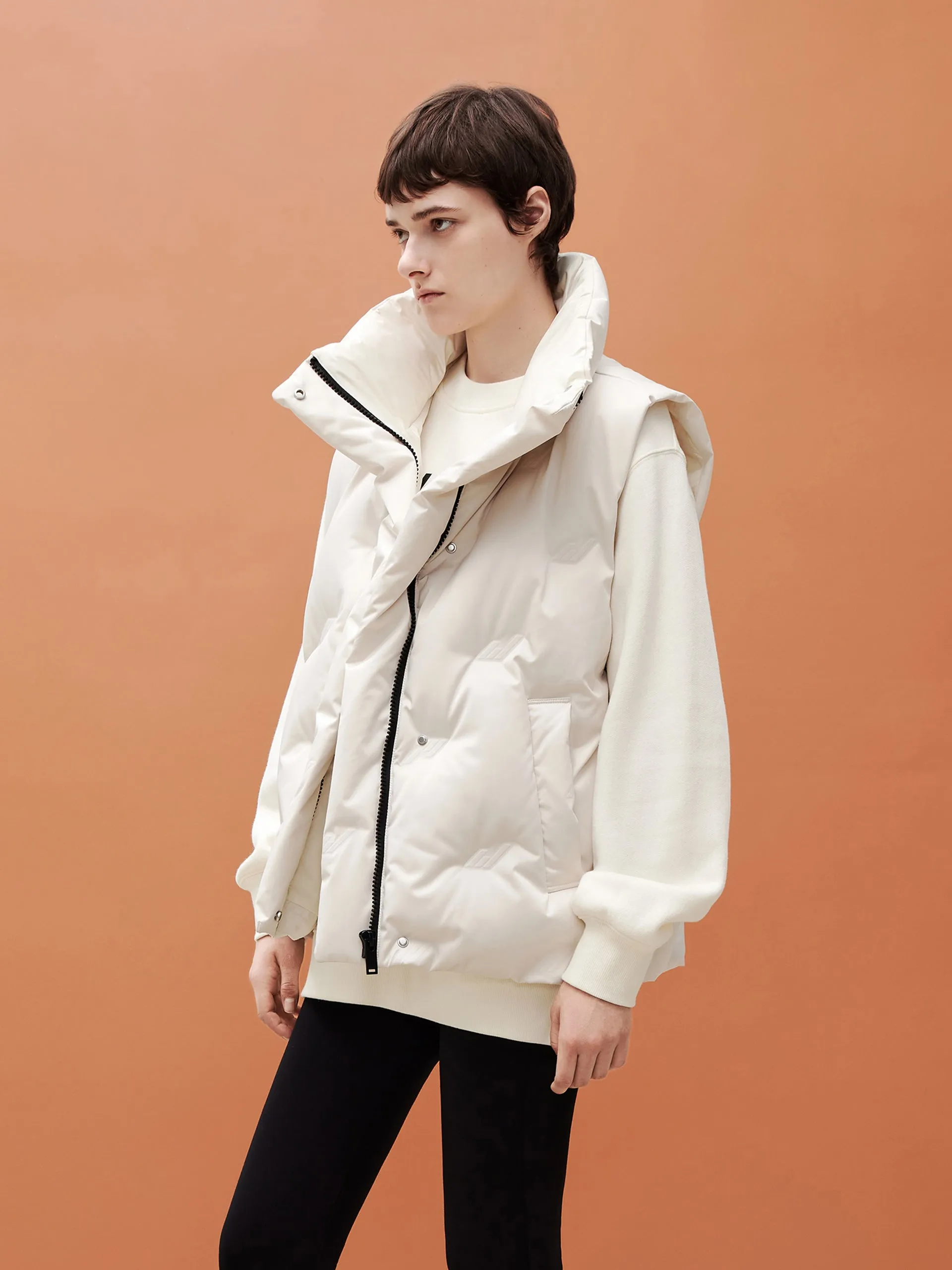 Pocketed Lapel Collar Down Vest