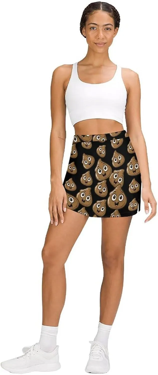Poop Shit Women's Skort Athletic Skirt Golf Skorts A-line Skirts with Built-in Shorts Pockets