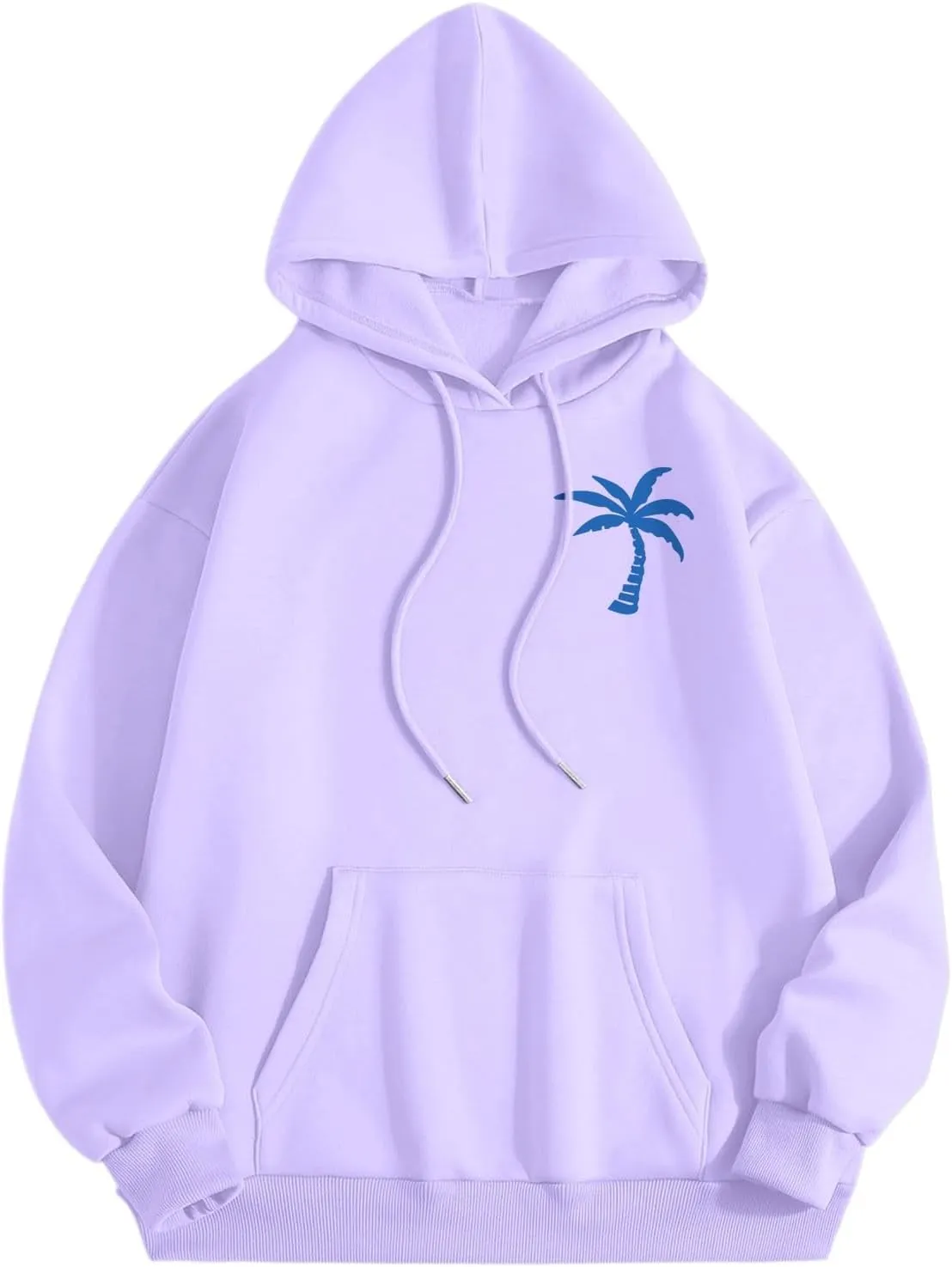 Puff Oversized Hoodies for Women, Teen Girls Preppy Sweatshirt Long Sleeve Y2K Graphic Ocean Pullover Top with Pocket
