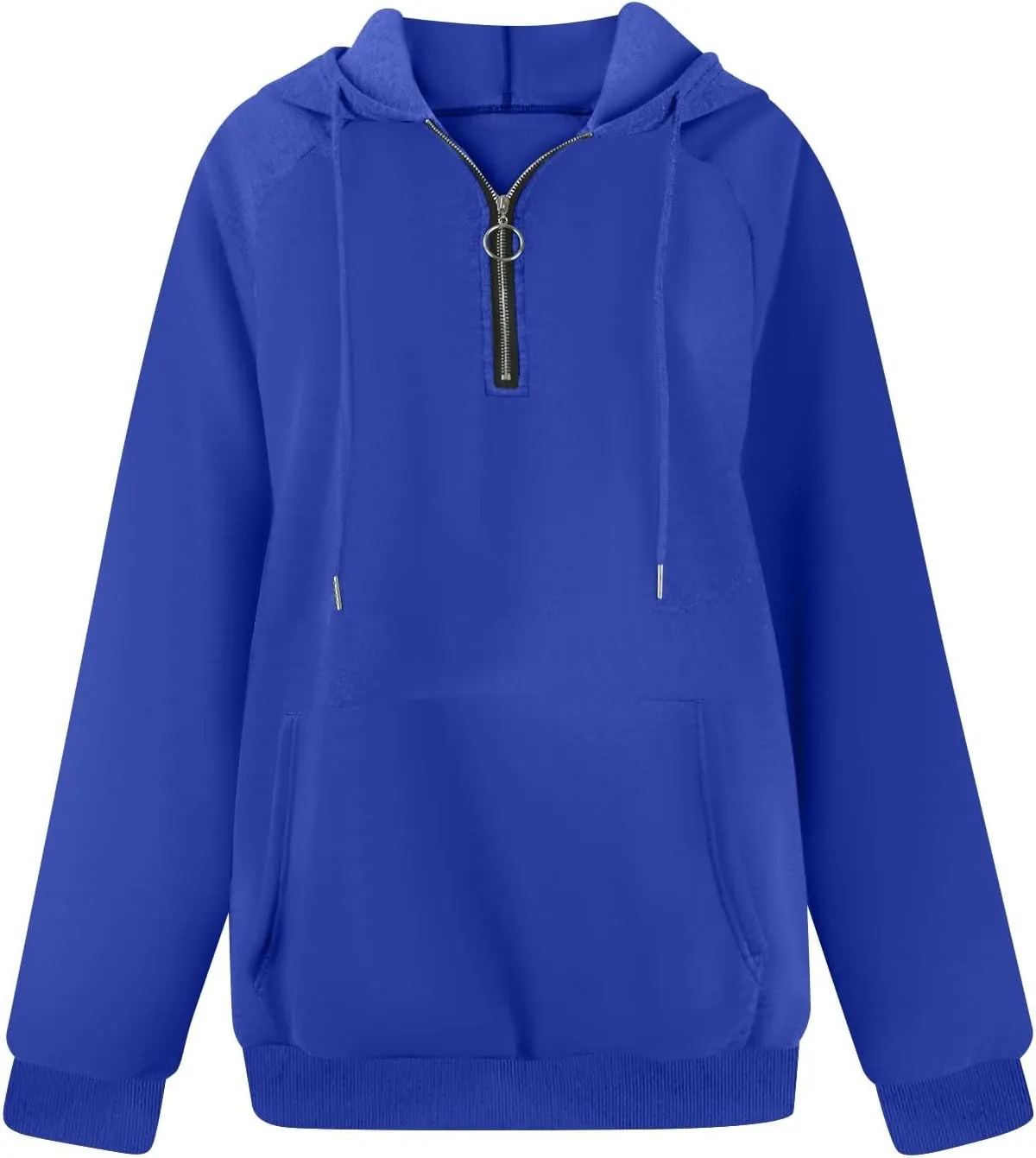 Quarter Zip Pullover Women,2024 Fall Casual Loose Oversized Hoodies Plain Long Sleeve Shirts With Kangaroo Pockets