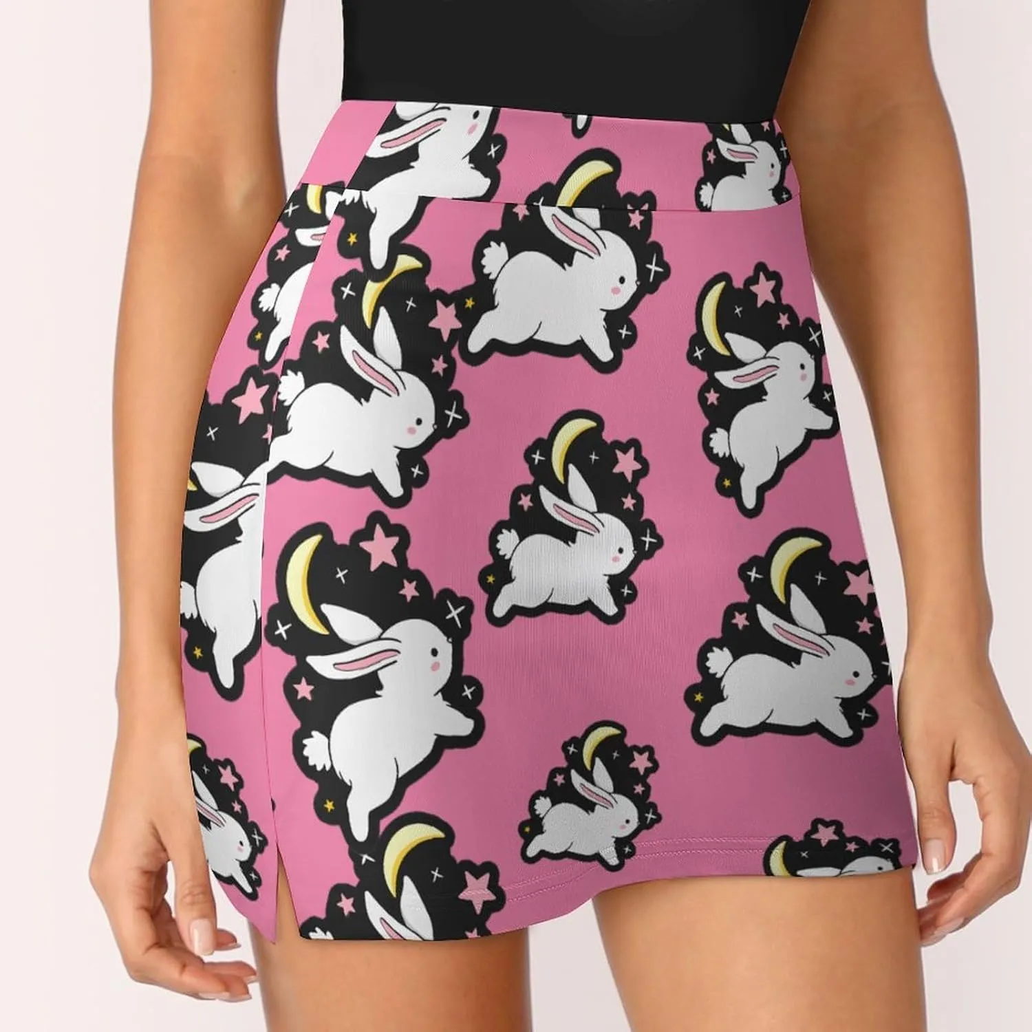 Rabbit Moon Star Women's Skort Athletic Skirt Golf Skorts A-line Skirts with Built-in Shorts Pockets
