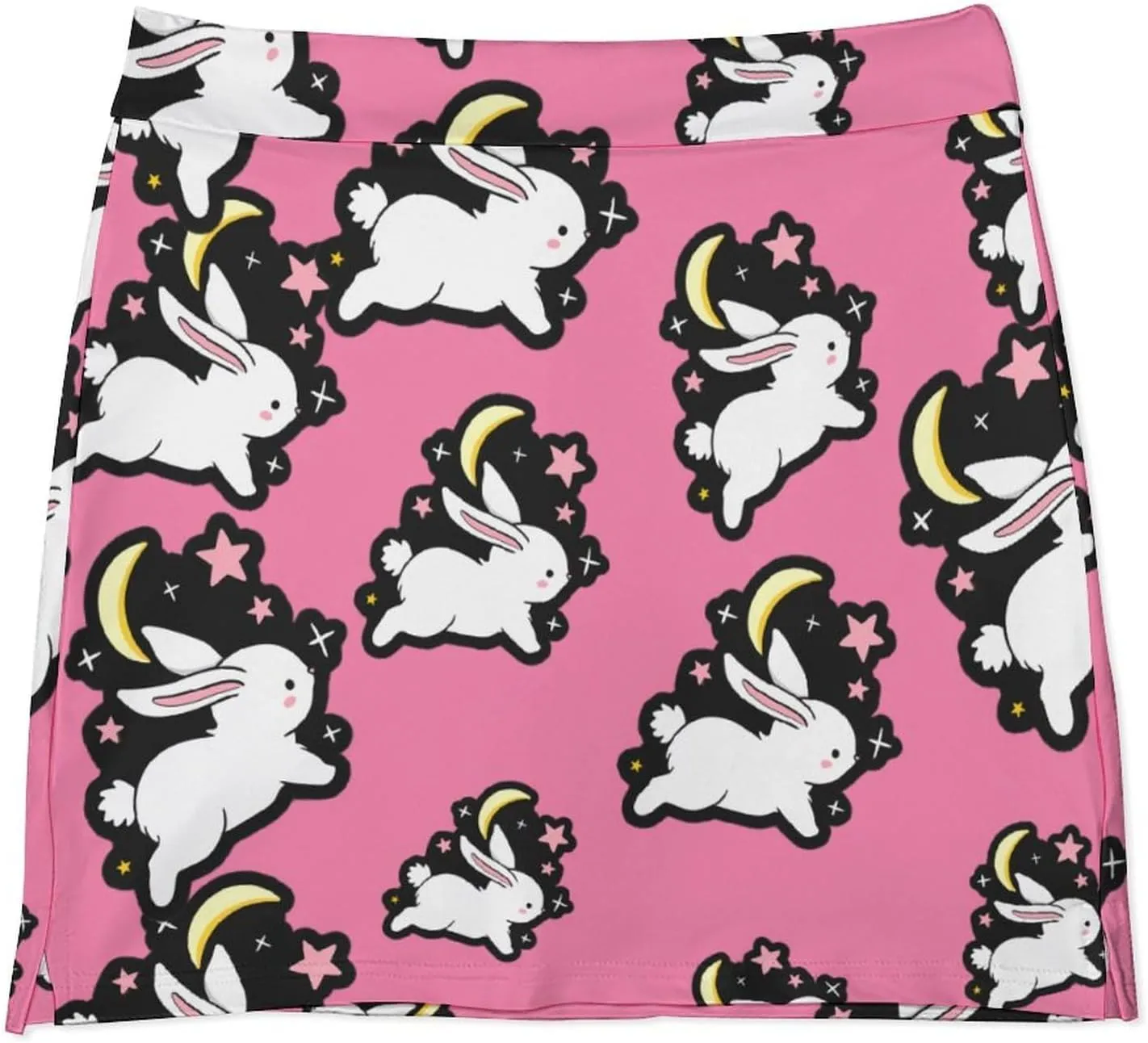 Rabbit Moon Star Women's Skort Athletic Skirt Golf Skorts A-line Skirts with Built-in Shorts Pockets