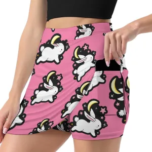 Rabbit Moon Star Women's Skort Athletic Skirt Golf Skorts A-line Skirts with Built-in Shorts Pockets