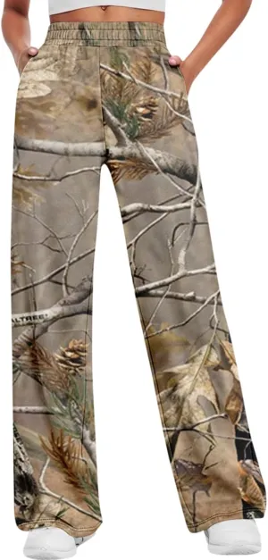 Recurring Orders On My Account Blue Camo Pants Women,Camo Pants Womens Elastic Waisted Joggers Sweatpant Wide Leg Casual Baggy Sweatpants Camouflage Pant for Women