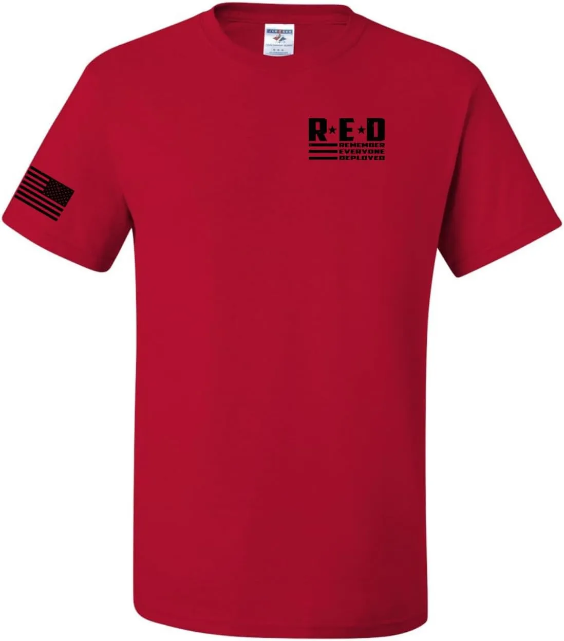 RED Friday US Military Shirt Remember Everyone Deployed Flag American Pride Men's T-Shirt