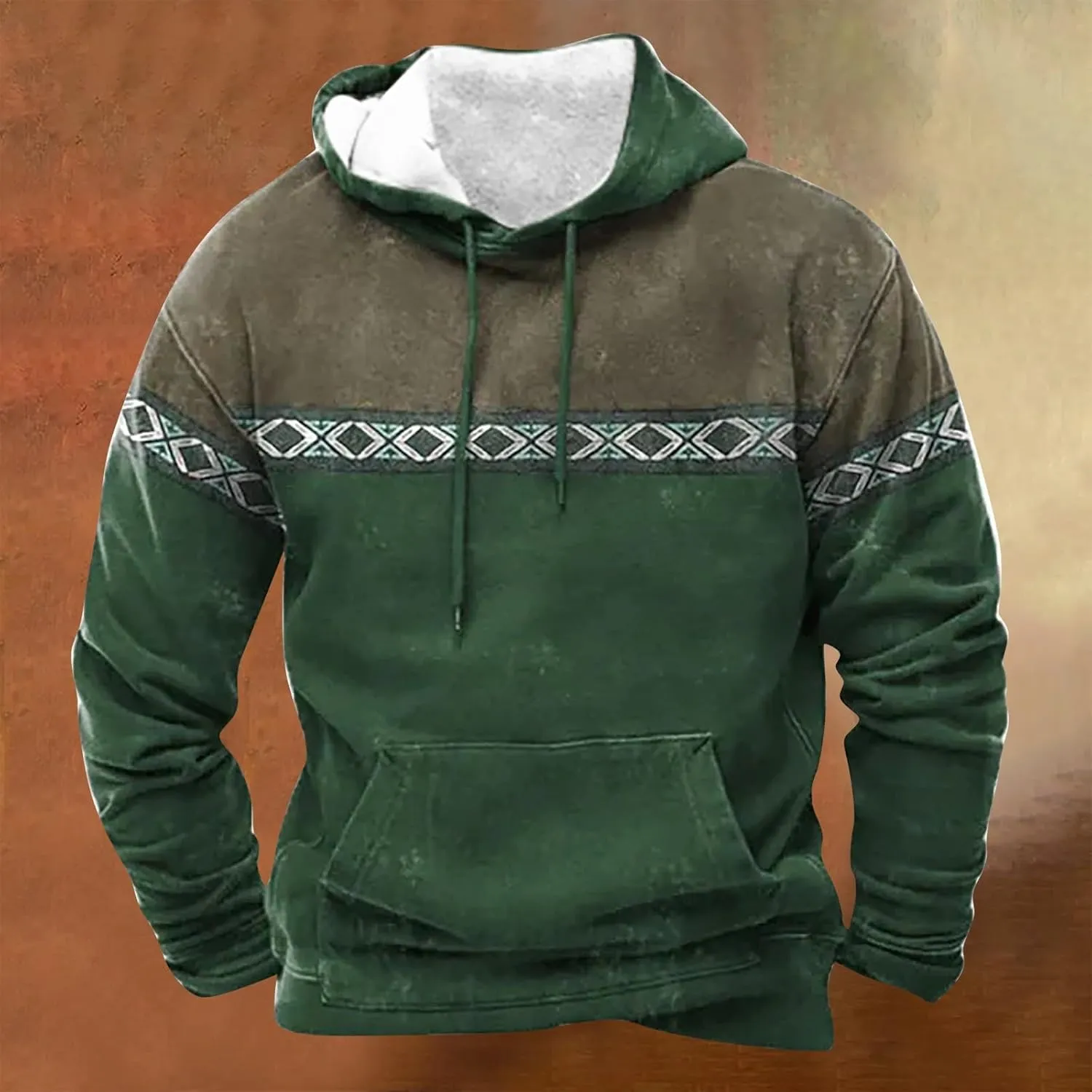 Red Hoodie And Winter Vintage Long Sleeve Hoodie Half Zipper Hooded Sweatshirt Top Workwear Multi Pocket Men'S Mens