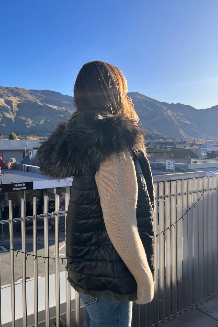 Reversible Rabbit Fur Vest Army