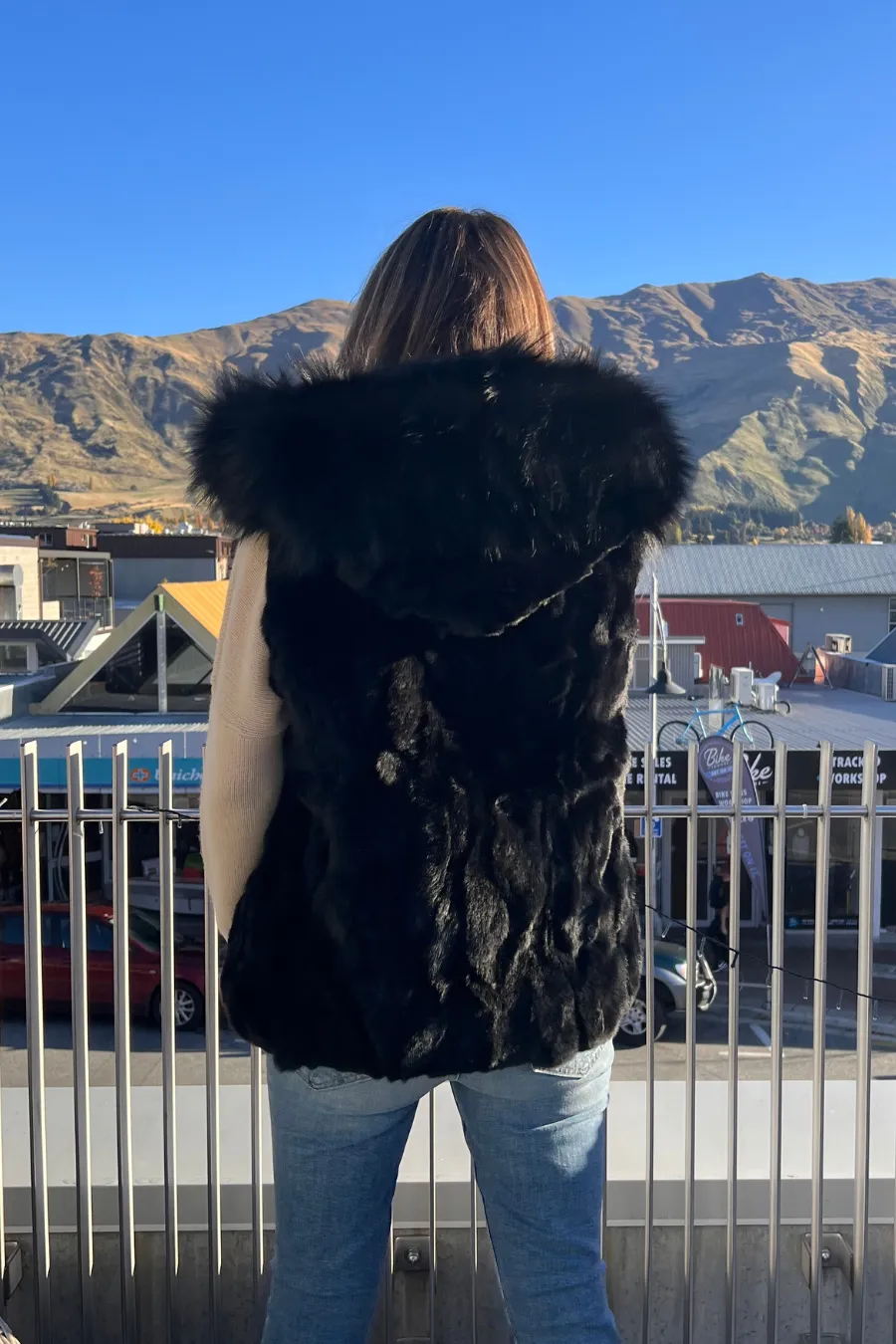 Reversible Rabbit Fur Vest  Black