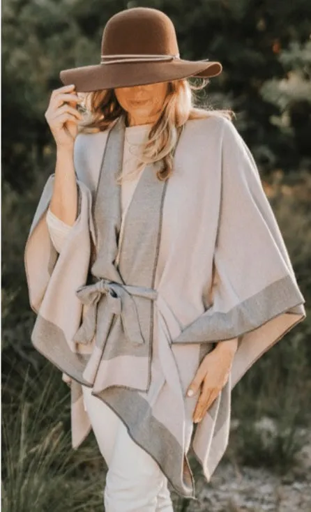 Reversible Tie Up Cape Blush/Grey