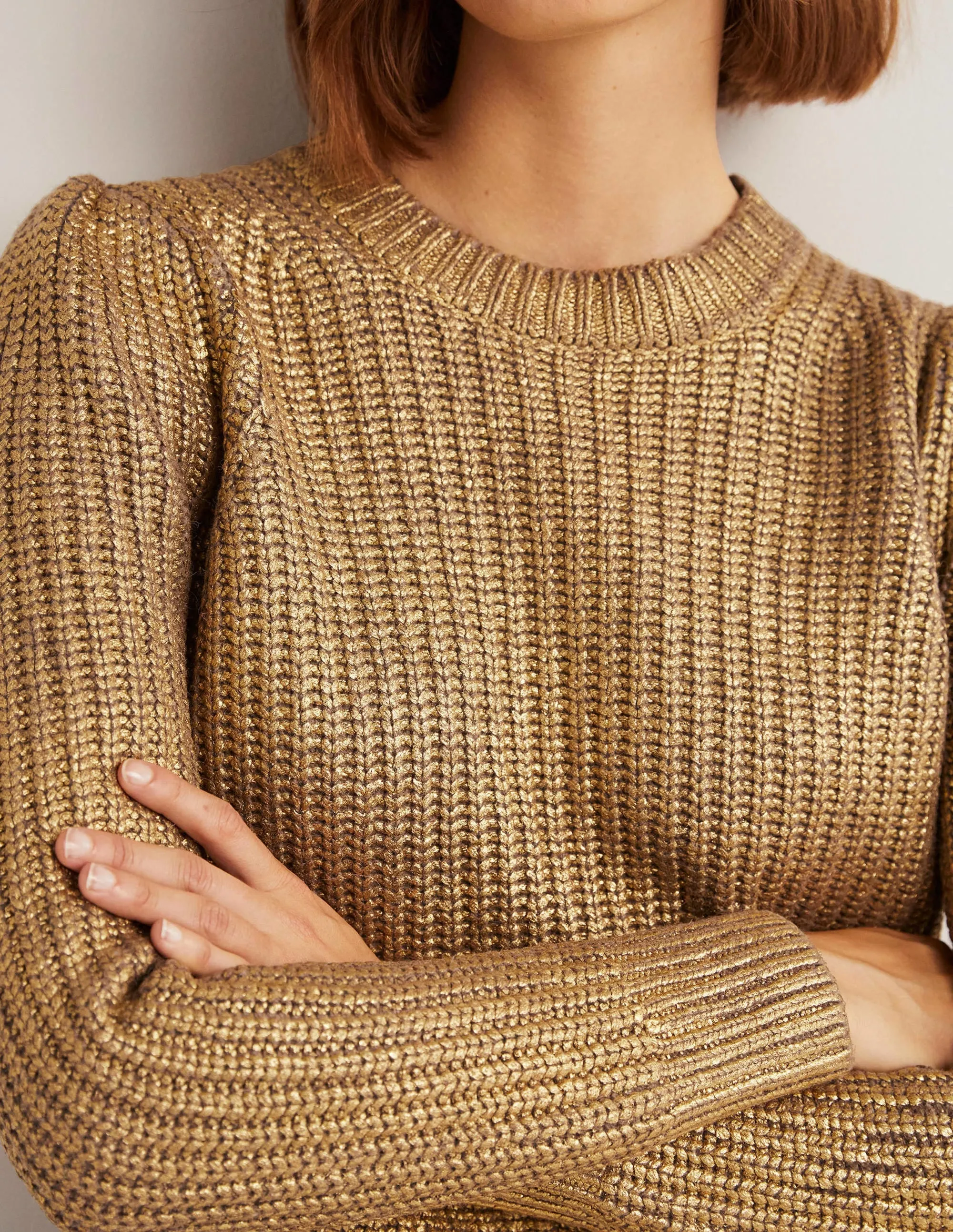 Ribbed Gold Jumper-Gold Foil