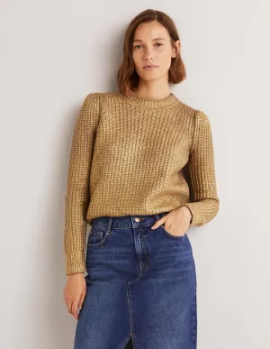 Ribbed Gold Jumper-Gold Foil