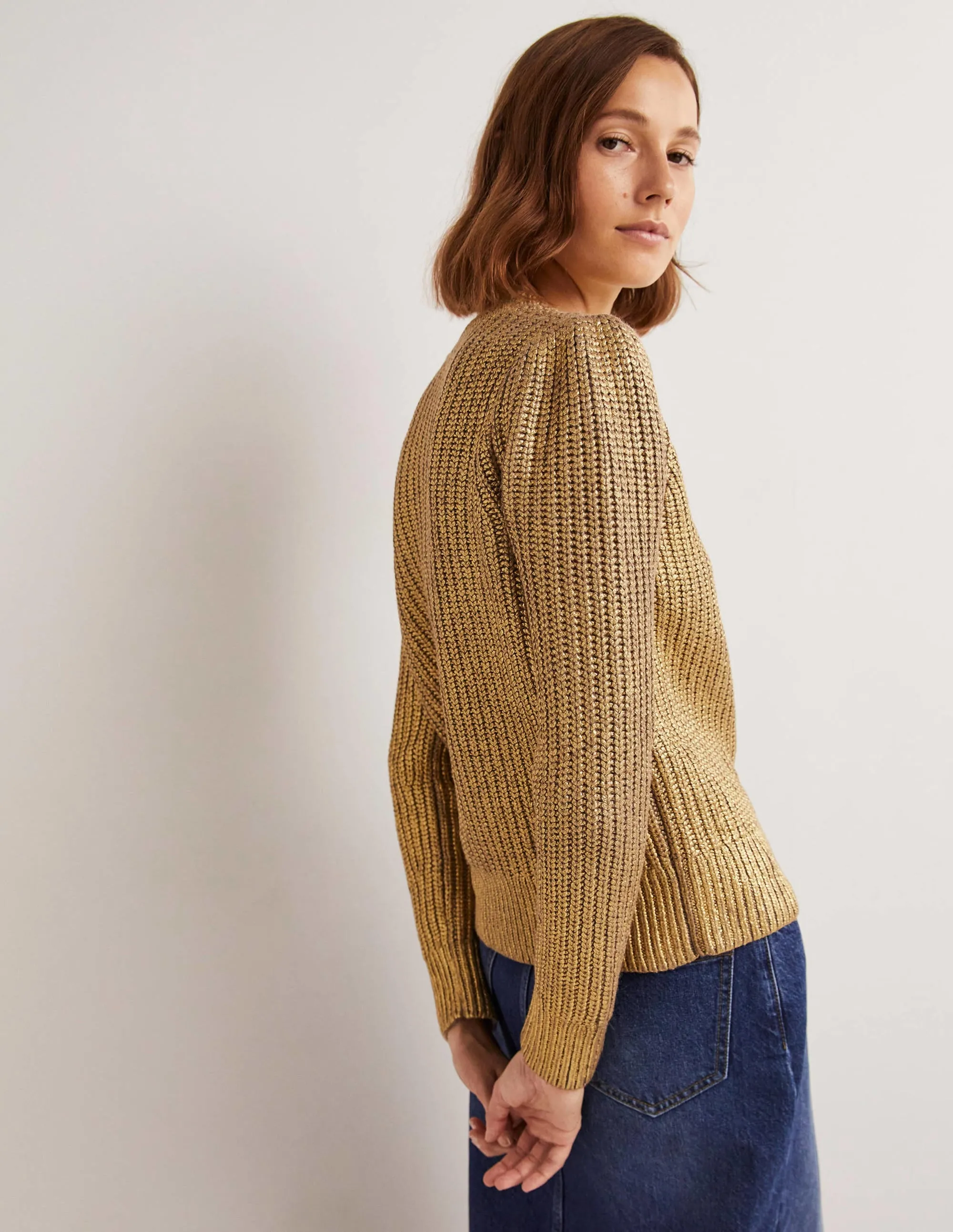 Ribbed Gold Jumper-Gold Foil