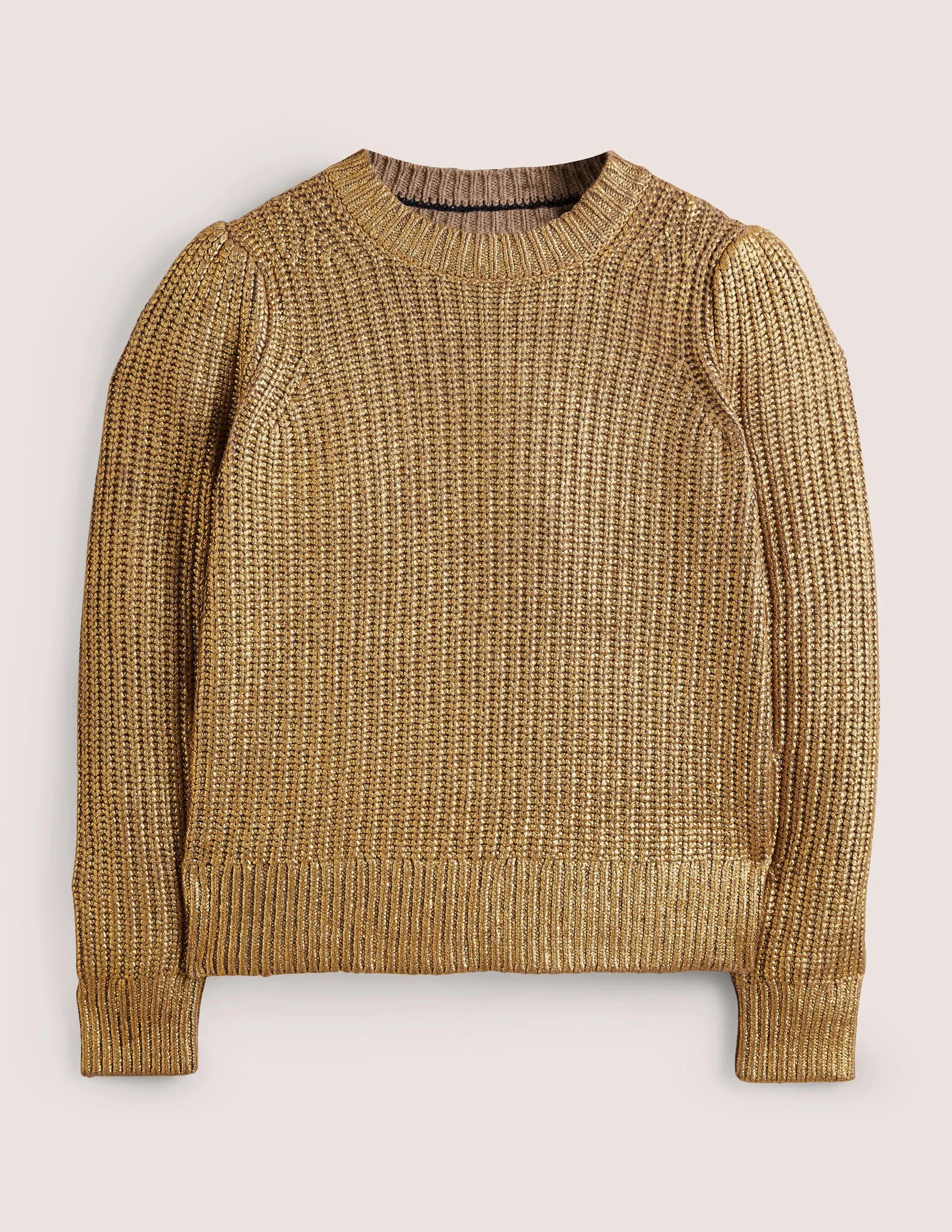 Ribbed Gold Jumper-Gold Foil