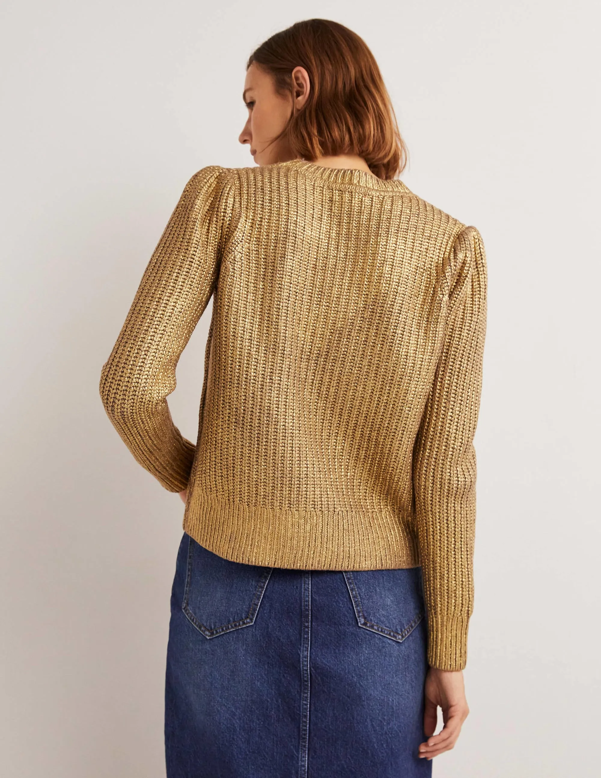 Ribbed Gold Jumper-Gold Foil