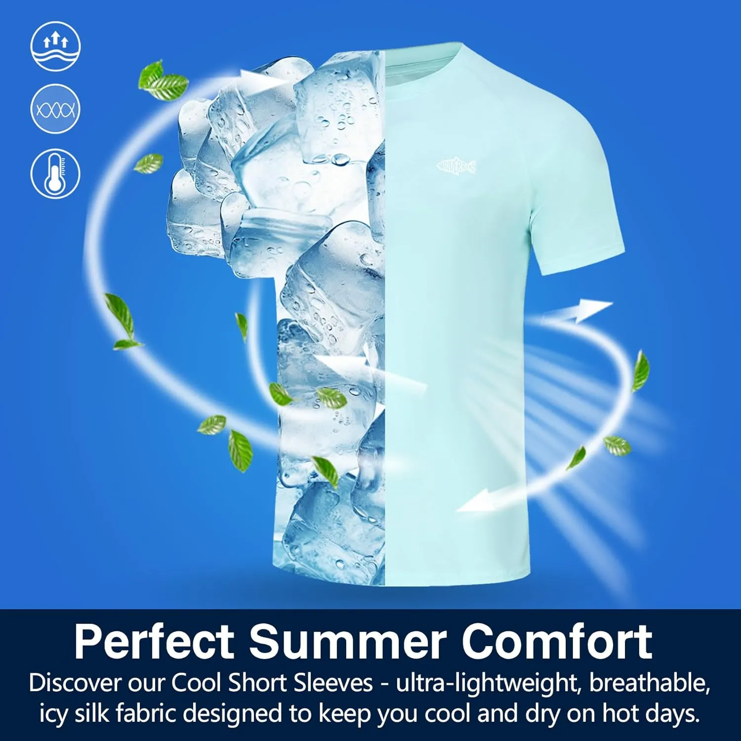 Riverruns Men's Rash Guard Swim Shirt Short Sleeve Quick Dry UPF 50  Sun Protection Fishing T-Shirt