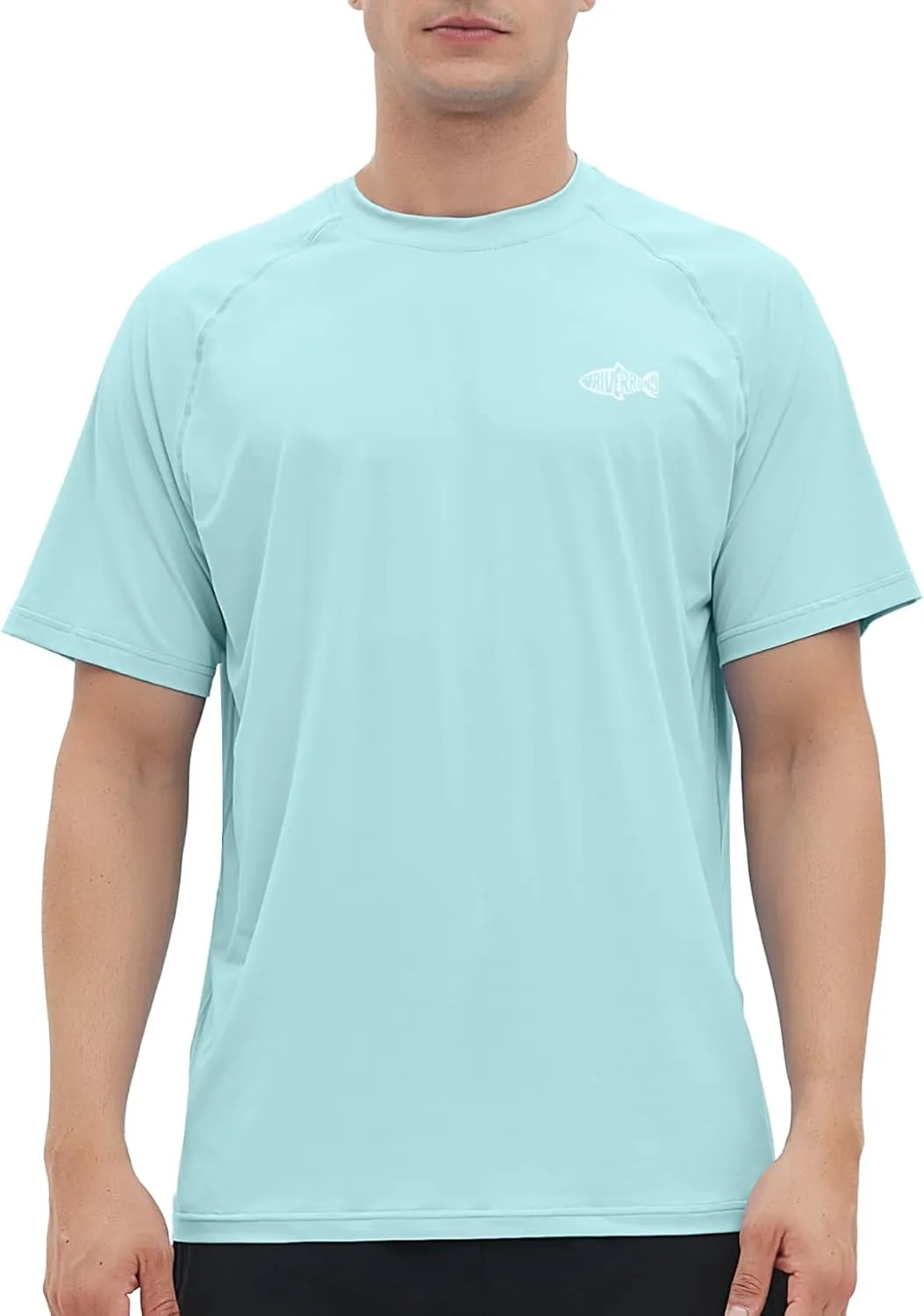 Riverruns Men's Rash Guard Swim Shirt Short Sleeve Quick Dry UPF 50  Sun Protection Fishing T-Shirt