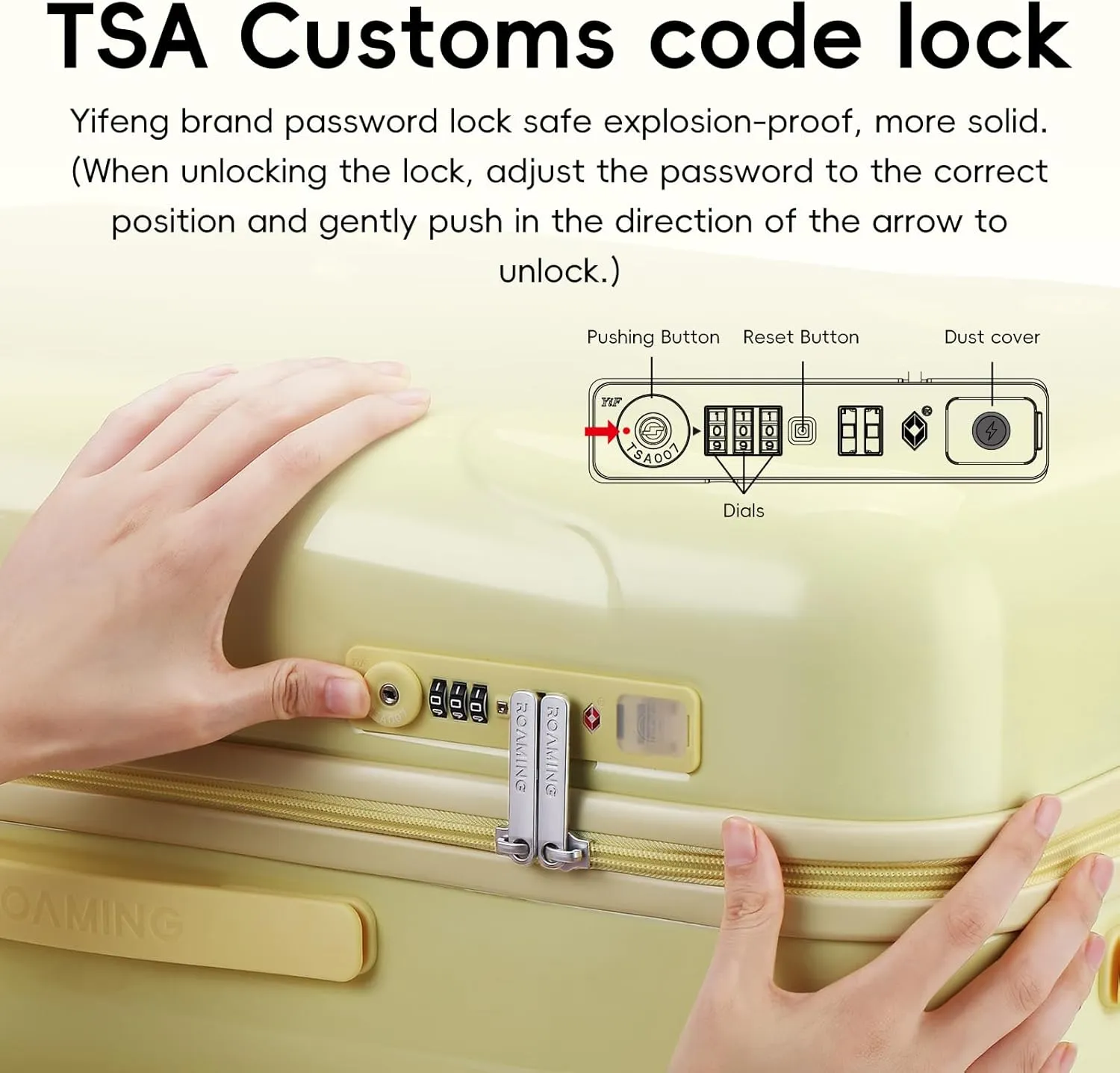 ROAMING 24 Inch PC Hard Sided Checked Luggage with TSA Lock Cup Holder USB Charging Port and Spinner Wheels Lightweight Durable Ice Cream Travel Suitcase for Women Cheese yellow