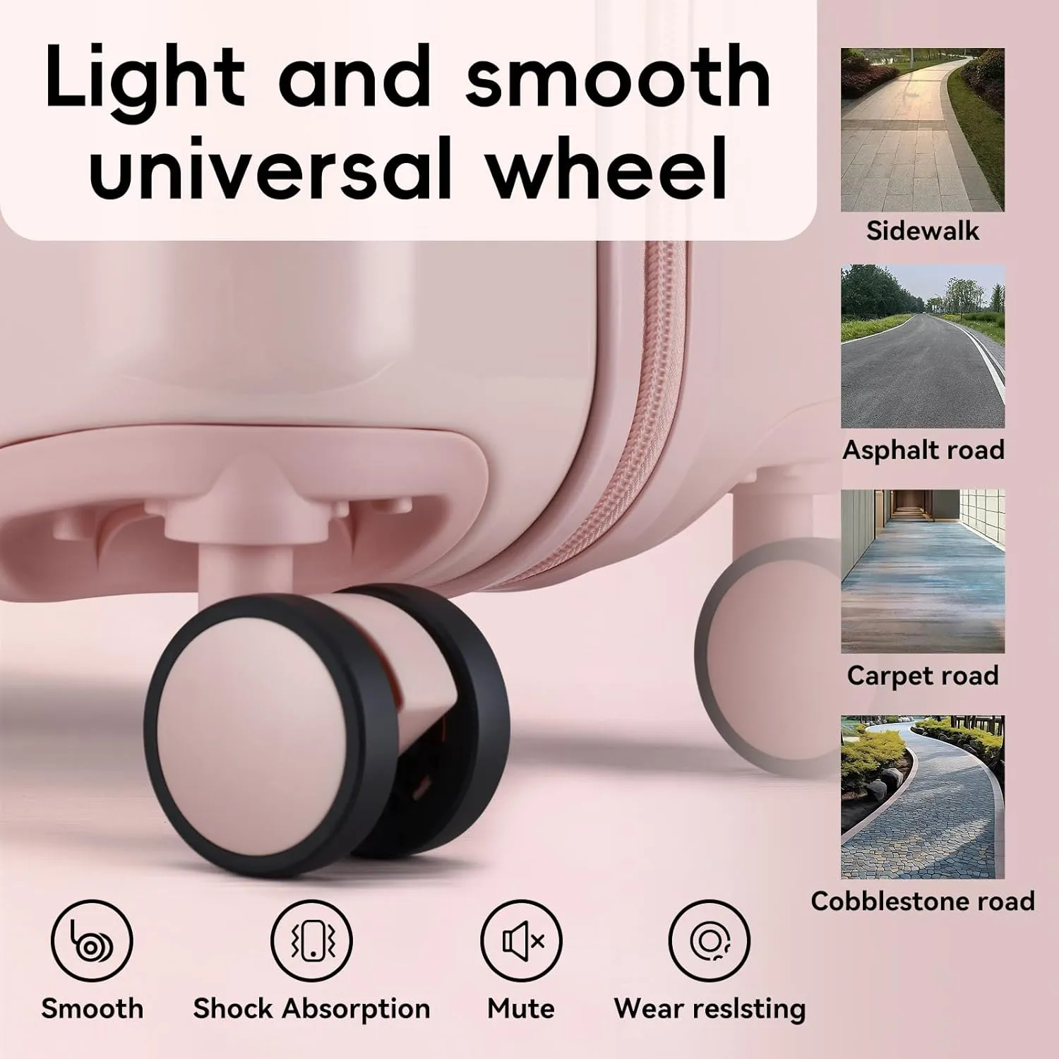 ROAMING 24 Inch PC Hard Sided Pink Checked Luggage with TSA Lock Cup Holder USB Charging Port and Spinner Wheels Lightweight Durable Ice Cream Travel Suitcase for Women Melt into Journeys