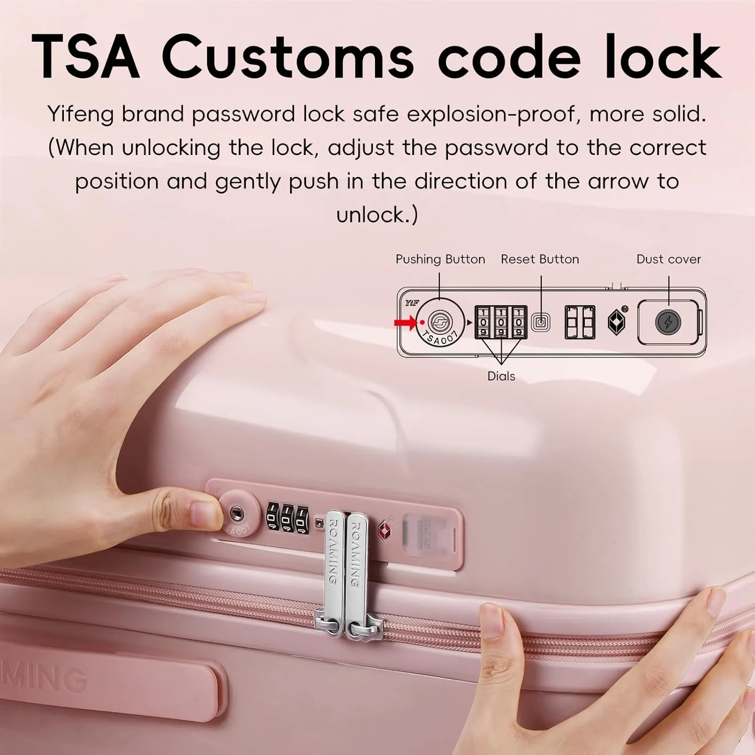 ROAMING 24 Inch PC Hard Sided Pink Checked Luggage with TSA Lock Cup Holder USB Charging Port and Spinner Wheels Lightweight Durable Ice Cream Travel Suitcase for Women Melt into Journeys