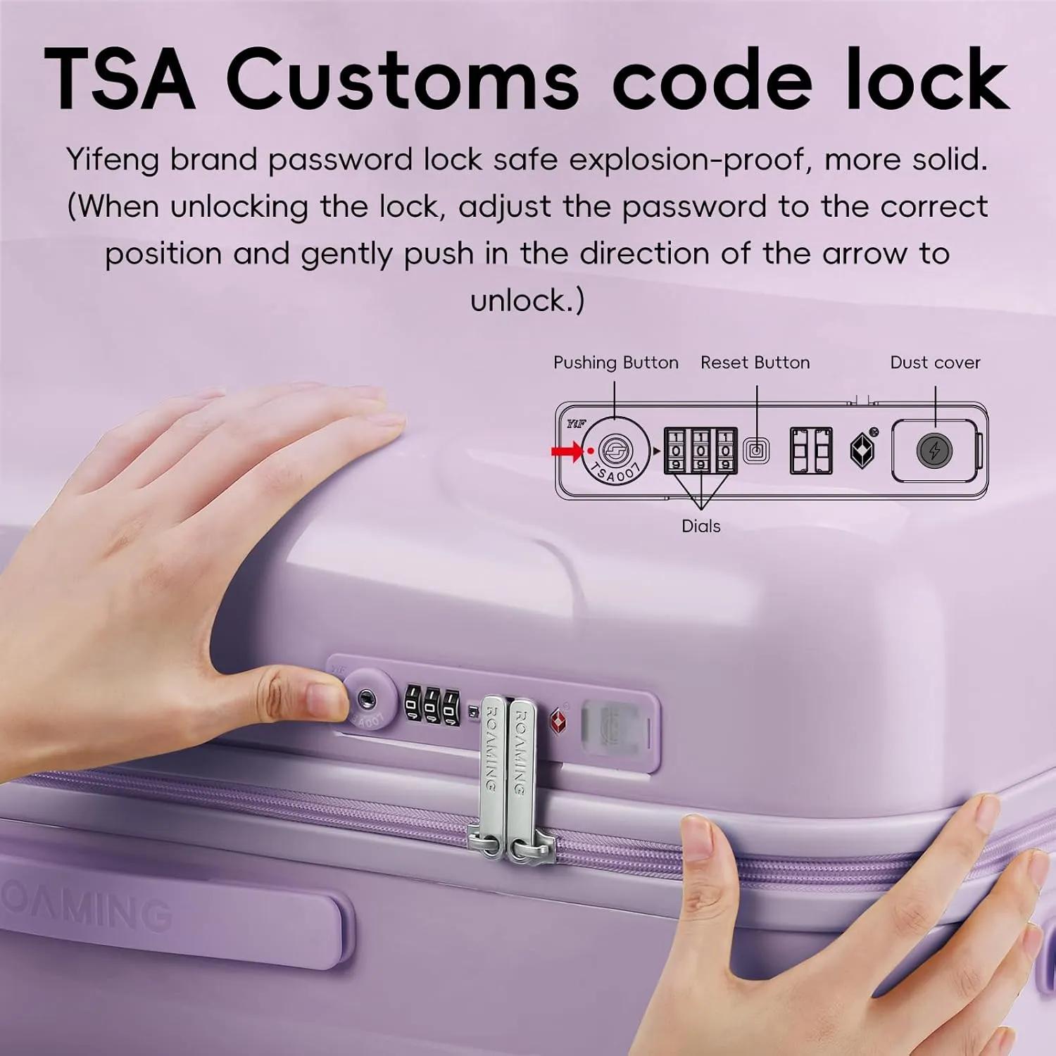 ROAMING 24 Inch Purple PC Hard Sided Checked Luggage with TSA Lock Cup Holder USB Charging Port and Spinner Wheels Lightweight Durable Ice Cream Travel Suitcase for Women Melt into Journeys