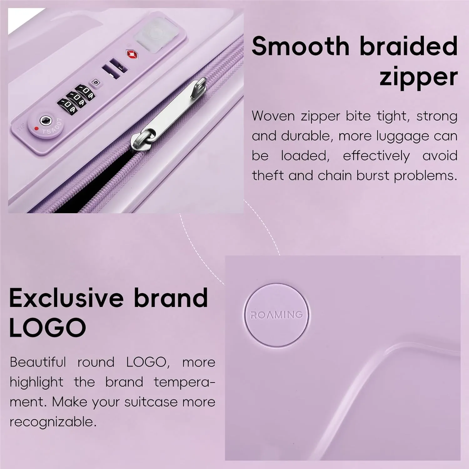 ROAMING 24 Inch Purple PC Hard Sided Checked Luggage with TSA Lock Cup Holder USB Charging Port and Spinner Wheels Lightweight Durable Ice Cream Travel Suitcase for Women Melt into Journeys