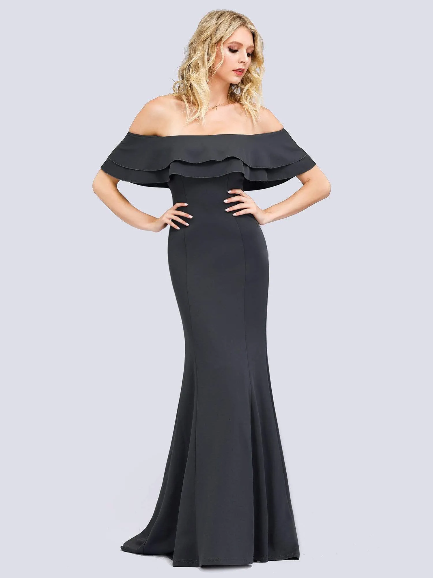 Romantic Off Shoulder Fishtail Evening Dress