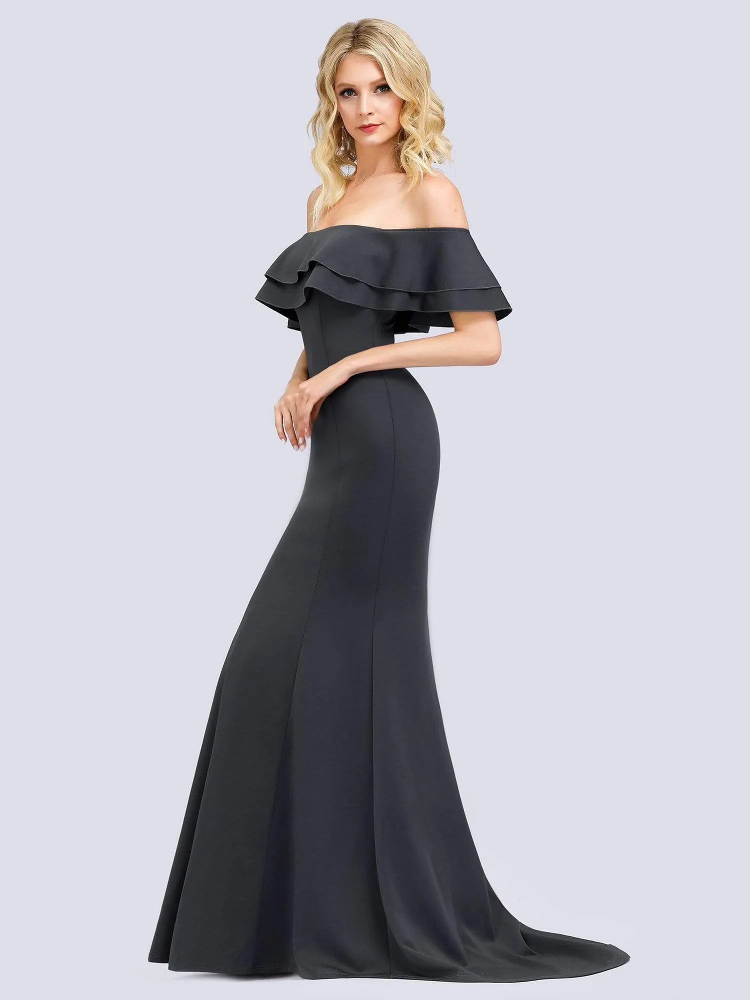 Romantic Off Shoulder Fishtail Evening Dress