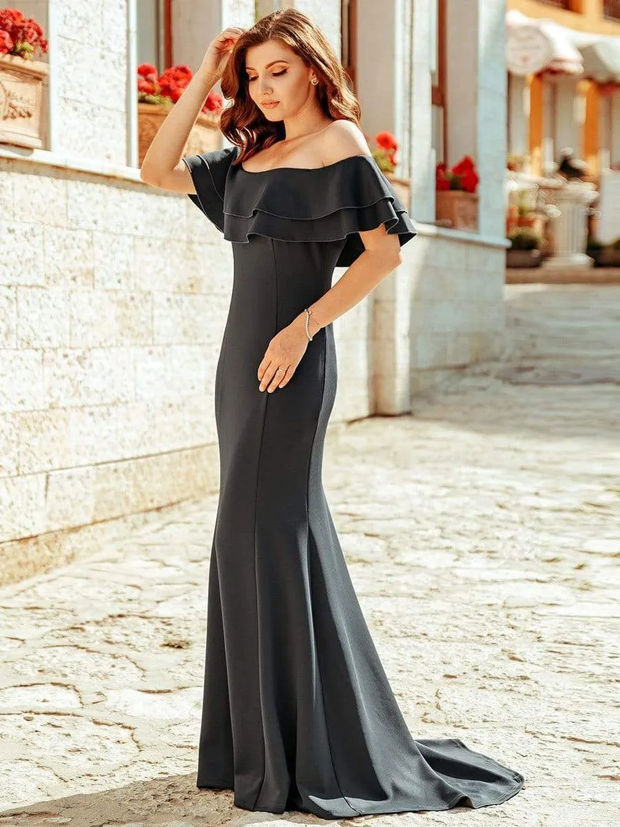 Romantic Off Shoulder Fishtail Evening Dress