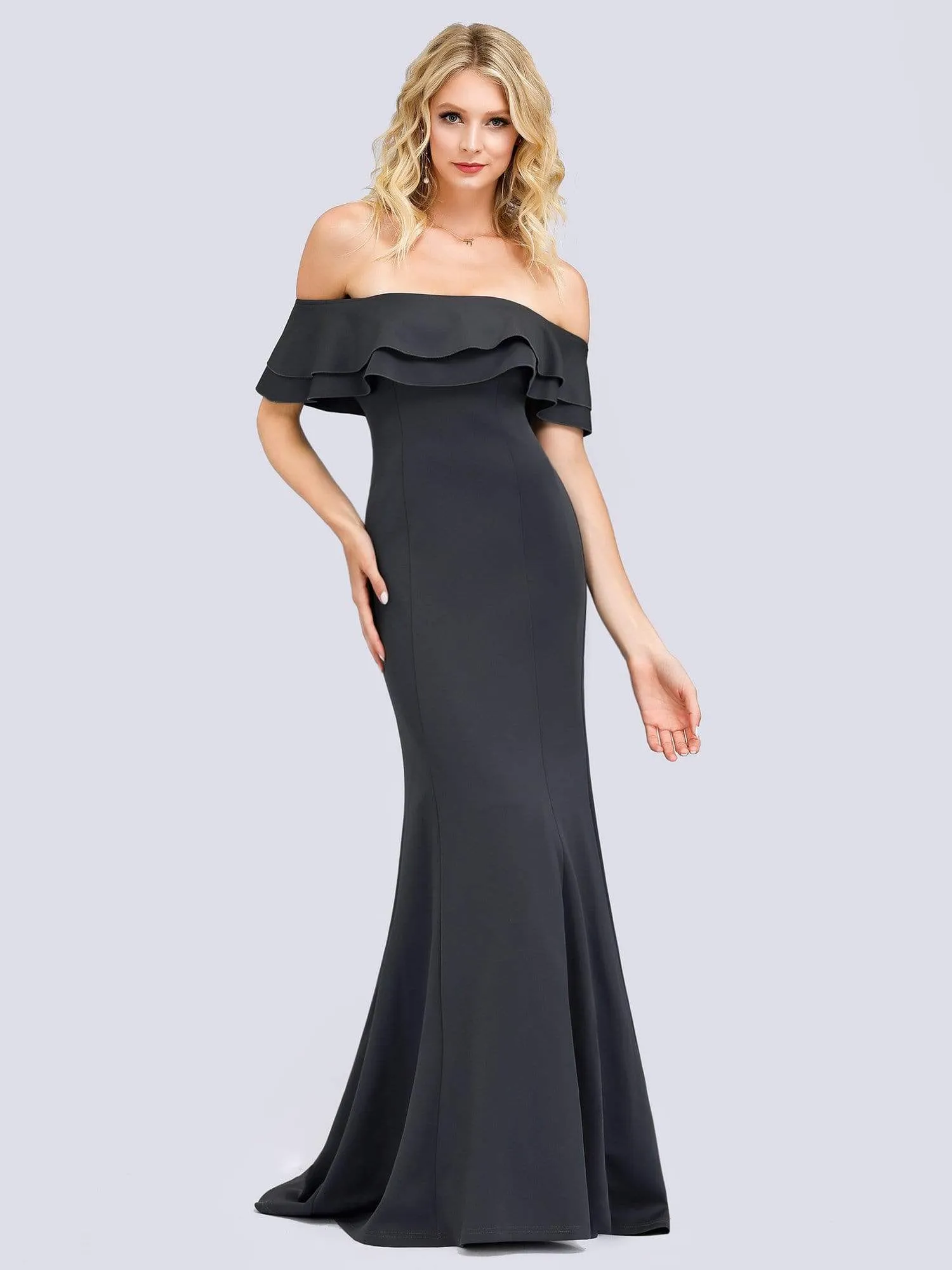 Romantic Off Shoulder Fishtail Evening Dress