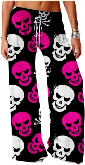 SIAOMA Women's Skull Printing Pants Plus Size Active Yoga Pants Loose Trousers