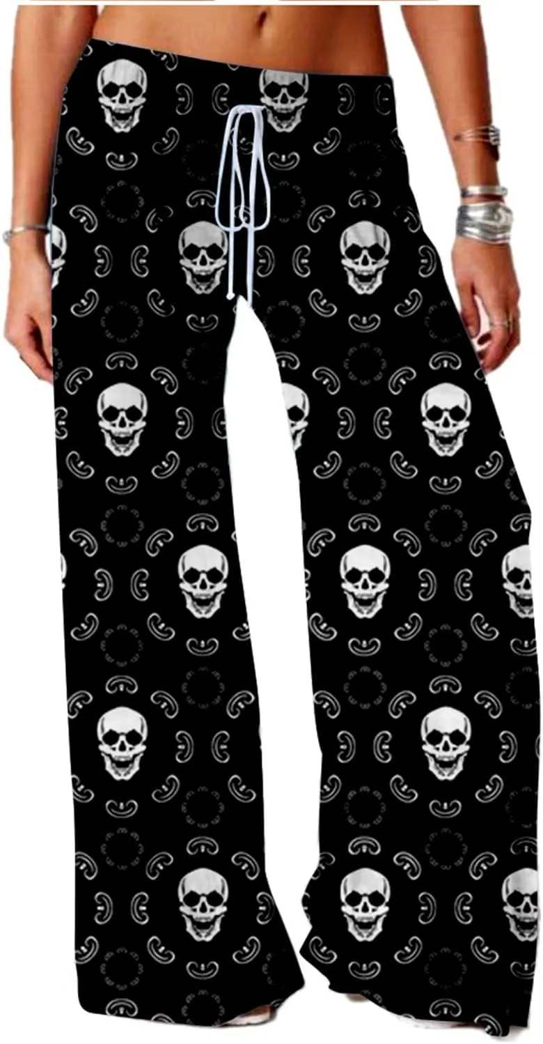 SIAOMA Women's Skull Printing Pants Plus Size Active Yoga Pants Loose Trousers