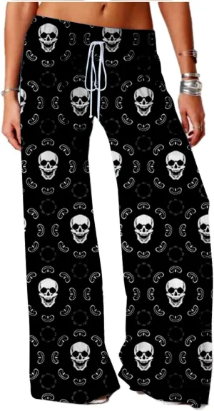 SIAOMA Women's Skull Printing Pants Plus Size Active Yoga Pants Loose Trousers