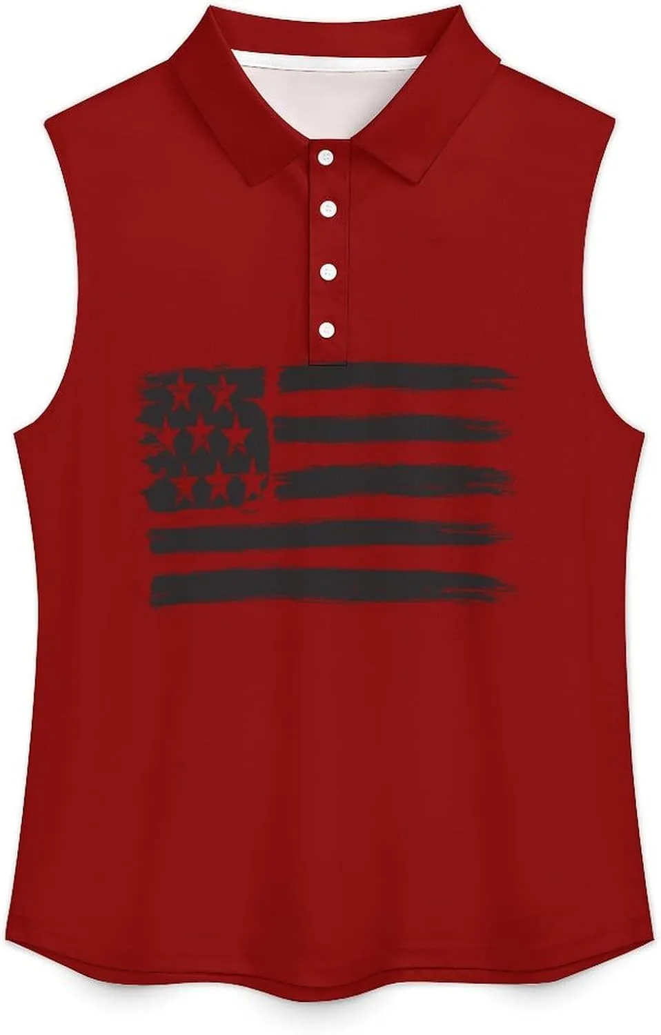 Sleeveless Shirts for Women American Flag V Neck Shirt Casual PO-LO Tank Top Pullover Quick Dry with Designs