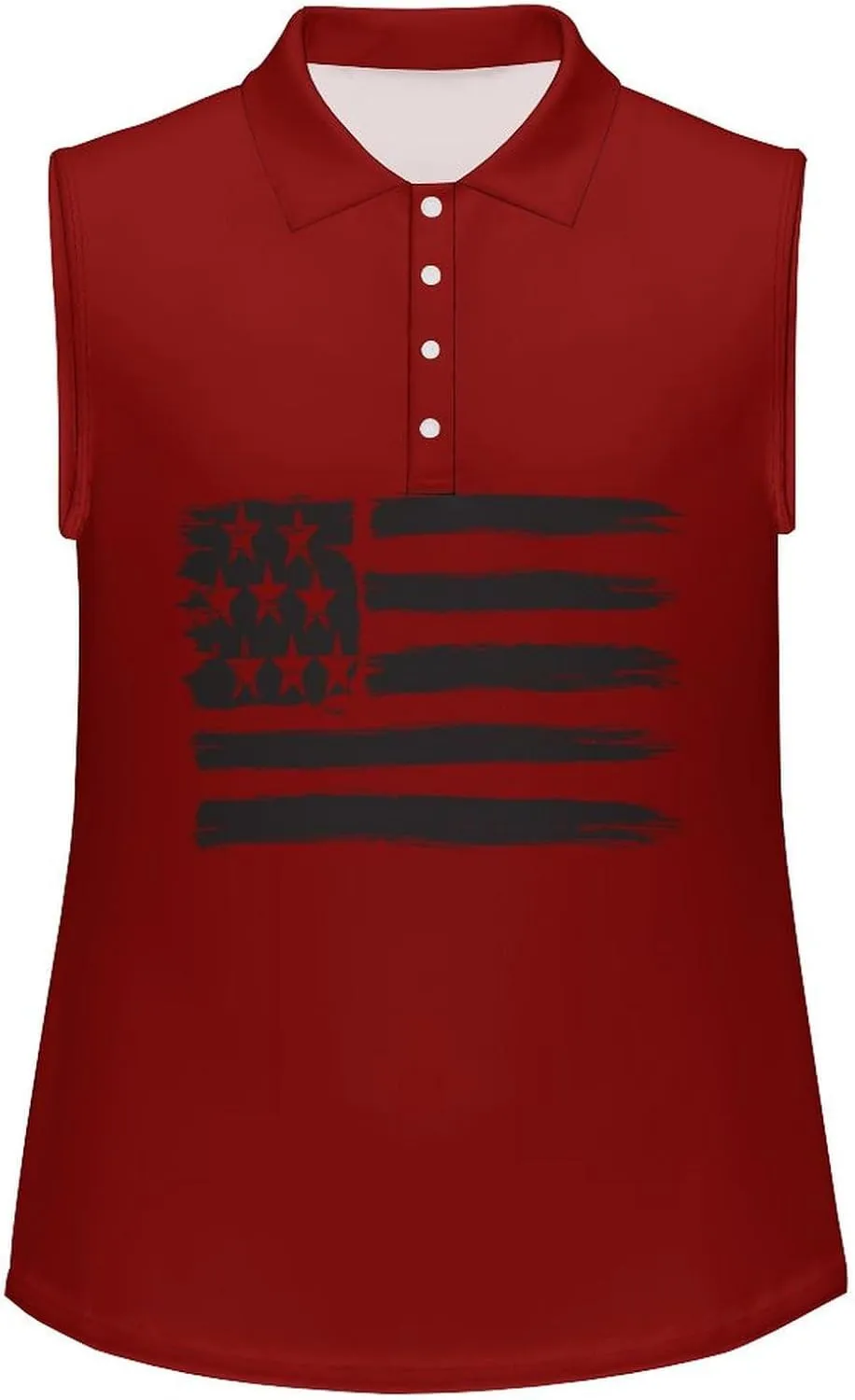 Sleeveless Shirts for Women American Flag V Neck Shirt Casual PO-LO Tank Top Pullover Quick Dry with Designs