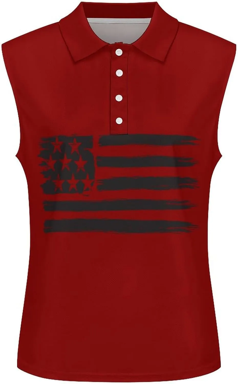 Sleeveless Shirts for Women American Flag V Neck Shirt Casual PO-LO Tank Top Pullover Quick Dry with Designs
