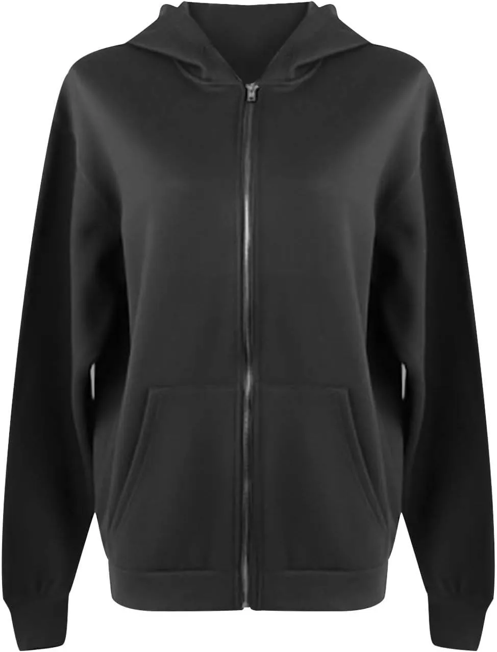 SMIDOW Womens Full Zip Up Hooded Sweatshirts Preppy Coats with Finger Hole Pullover Tops Pockets Fleece Fall Teen Girl Jacket