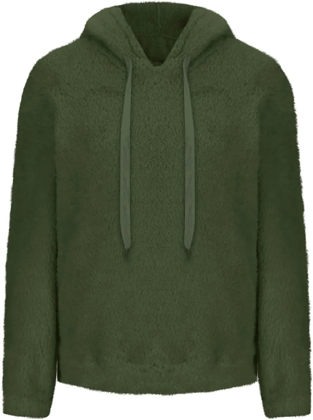 Solid Plush Hoodies for Women Drawstring Round Neck Fleece Pullover Sweatshirts 2025 Winter Oversized Hooded Tops