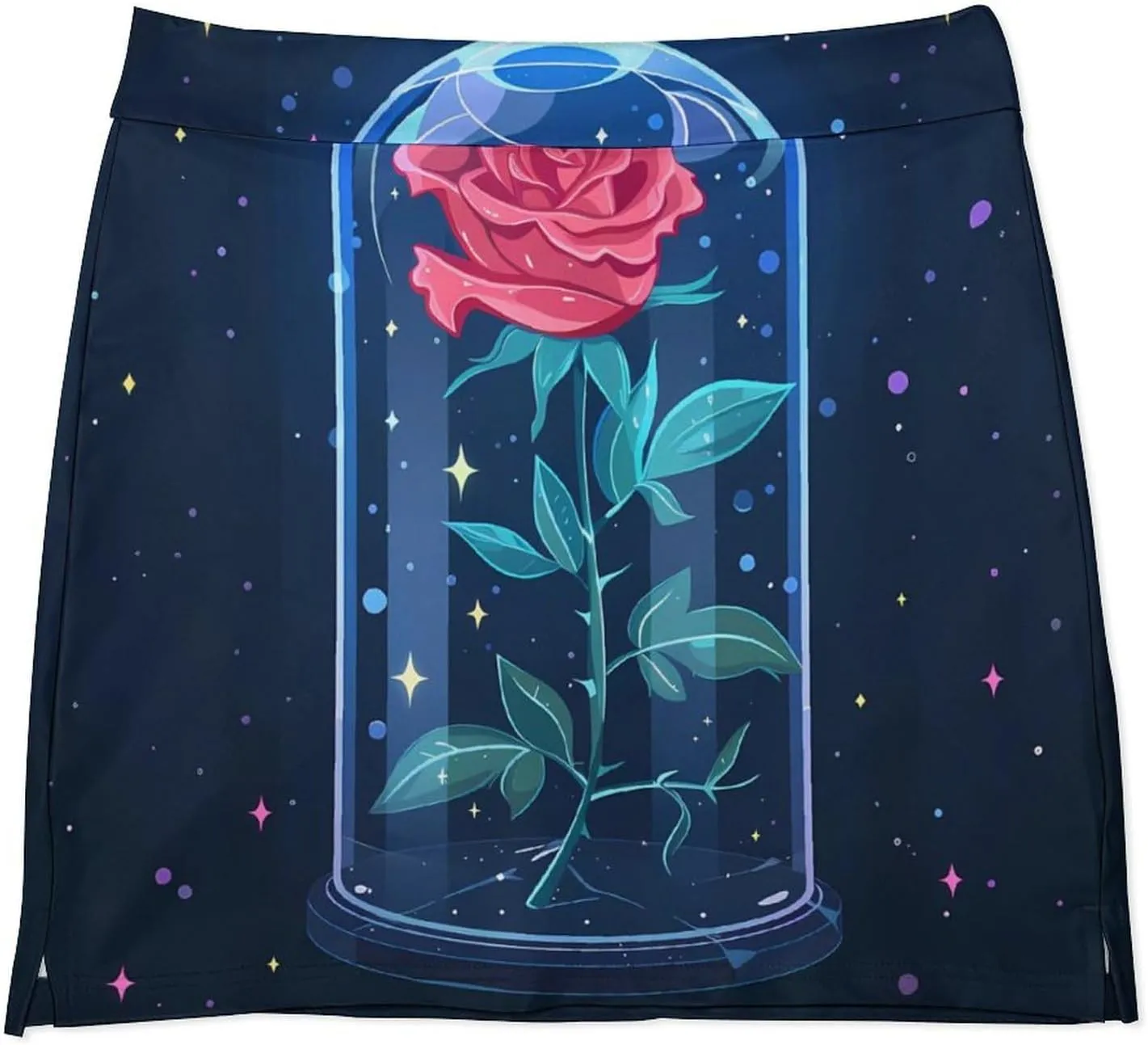 Spaces Galaxy Red Rose Women's Skort Athletic Skirt Golf Skorts A-line Skirts with Built-in Shorts Pockets