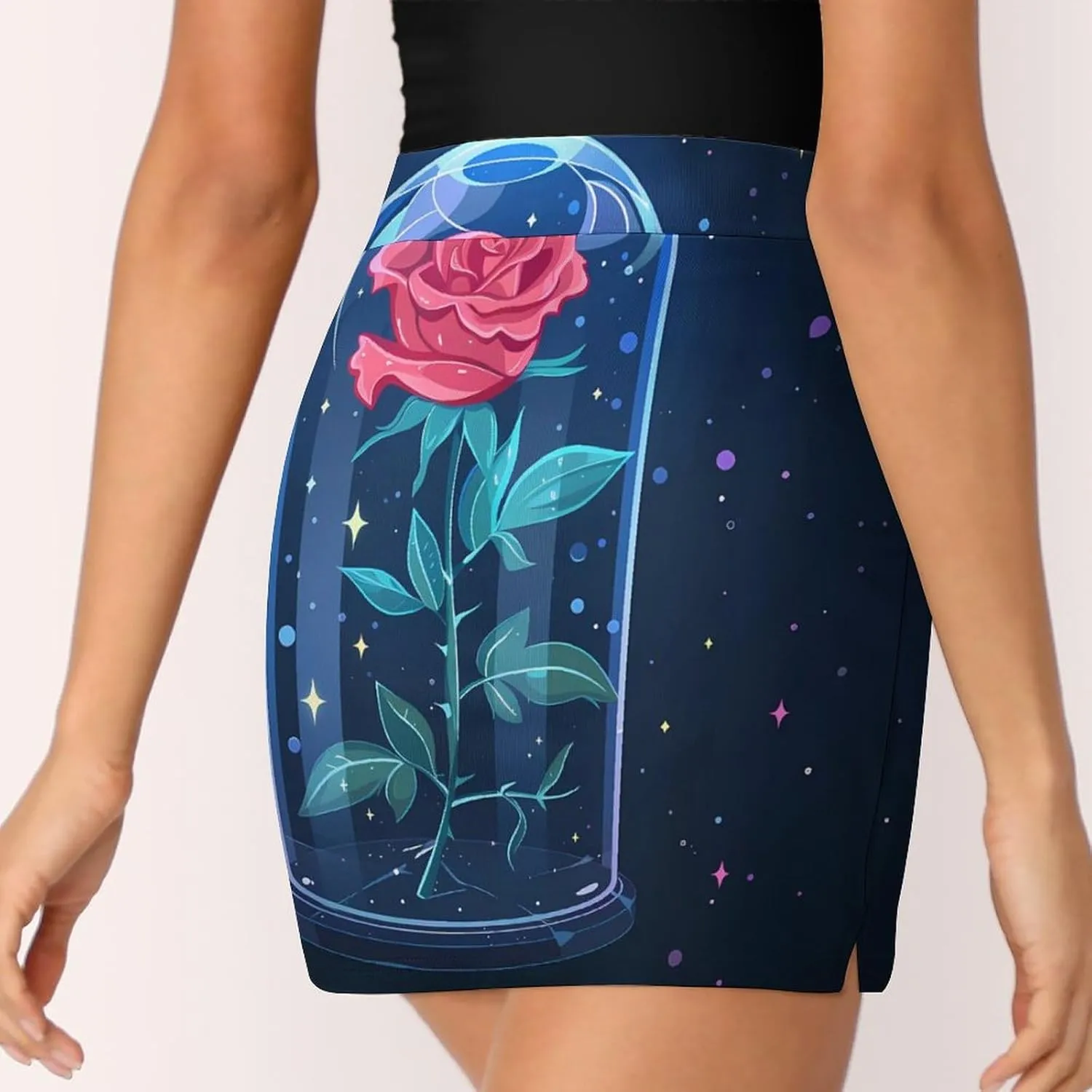 Spaces Galaxy Red Rose Women's Skort Athletic Skirt Golf Skorts A-line Skirts with Built-in Shorts Pockets