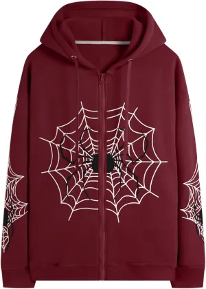 Spider Graphic Hoodies Y2k Zip Up Hoodie Men Women Oversized Sweatshirts Y2k Jacket Streetwear Vintage Tops