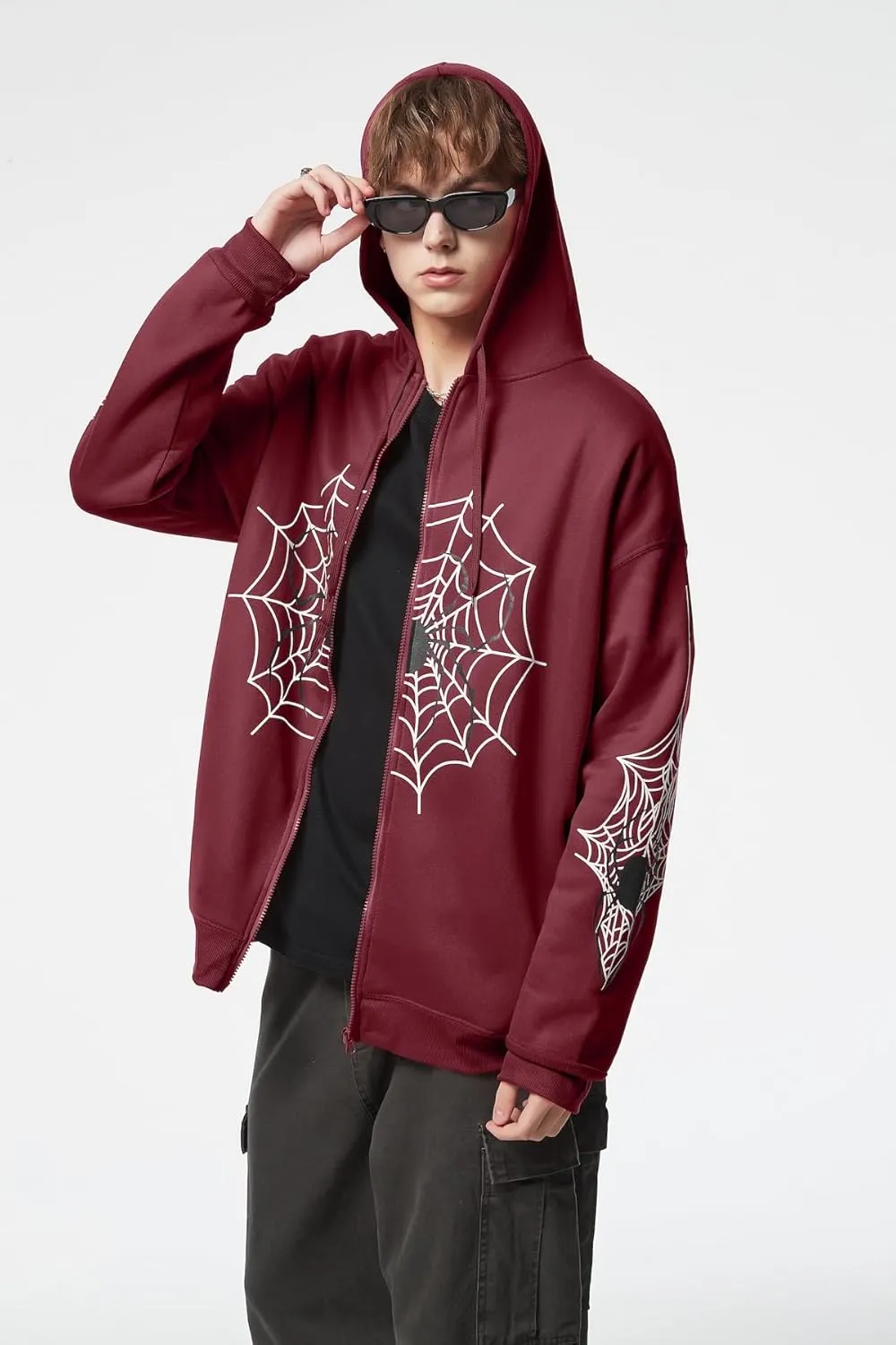 Spider Graphic Hoodies Y2k Zip Up Hoodie Men Women Oversized Sweatshirts Y2k Jacket Streetwear Vintage Tops