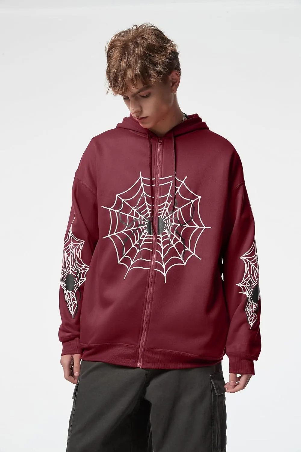 Spider Graphic Hoodies Y2k Zip Up Hoodie Men Women Oversized Sweatshirts Y2k Jacket Streetwear Vintage Tops