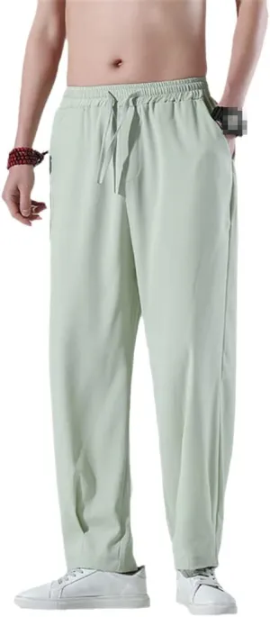 Spring Summer Men Casual Solid Color Pants Thin Jogging Trousers Harem Pants