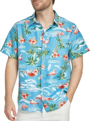 SSLR Pack Hawaiian Shirt for Men Flamingo Short Sleeve Casual Button Down Shirts Summer Beach Shirt