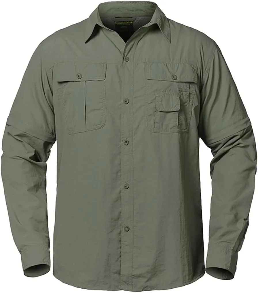 Summer Tactical Shirt Men Quick Dry Pockets Cargo Military Shirt Spring Removable Long Sleeve Shirts