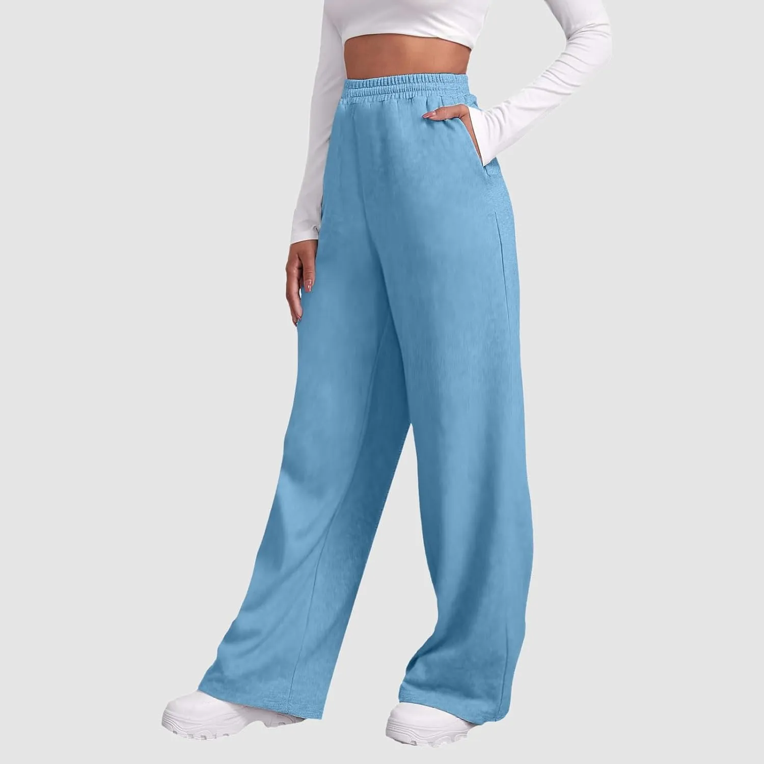 Sweatpants for Women Short Fleece Drawstring Casual Yoga Pants with Pockets Cargo Pants for Women Casual