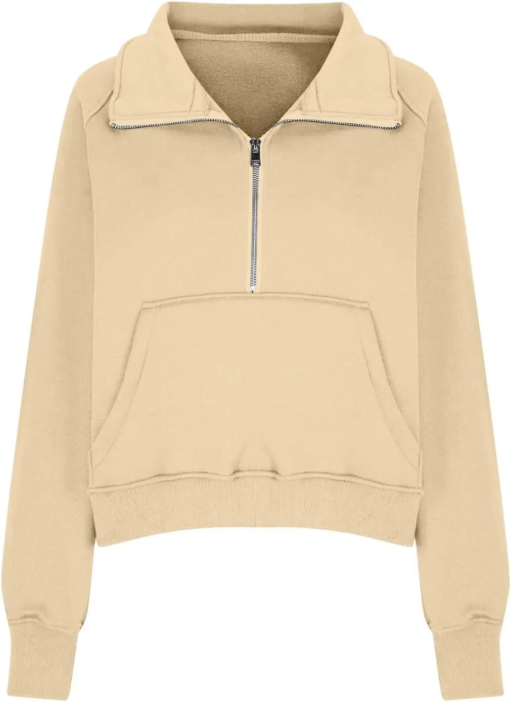 Sweatshirt for Women Half Zip Cropped Pullover Fleece Quarter Zipper Hoodies Fall Outfits Clothes Thumb Hole